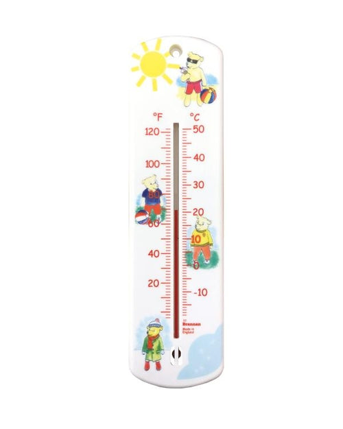 Brannan 14/472/2 | 240 mm Nursery Wall Thermometer, Teddy Bear Design | -10 to +50 °C/°F - generaltechuae