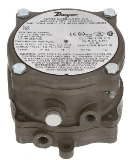 Dwyer Instruments 1950-10-2F | Differential Pressure Switch | Explosion Proof | 3-11in w.c. | 1950 Series