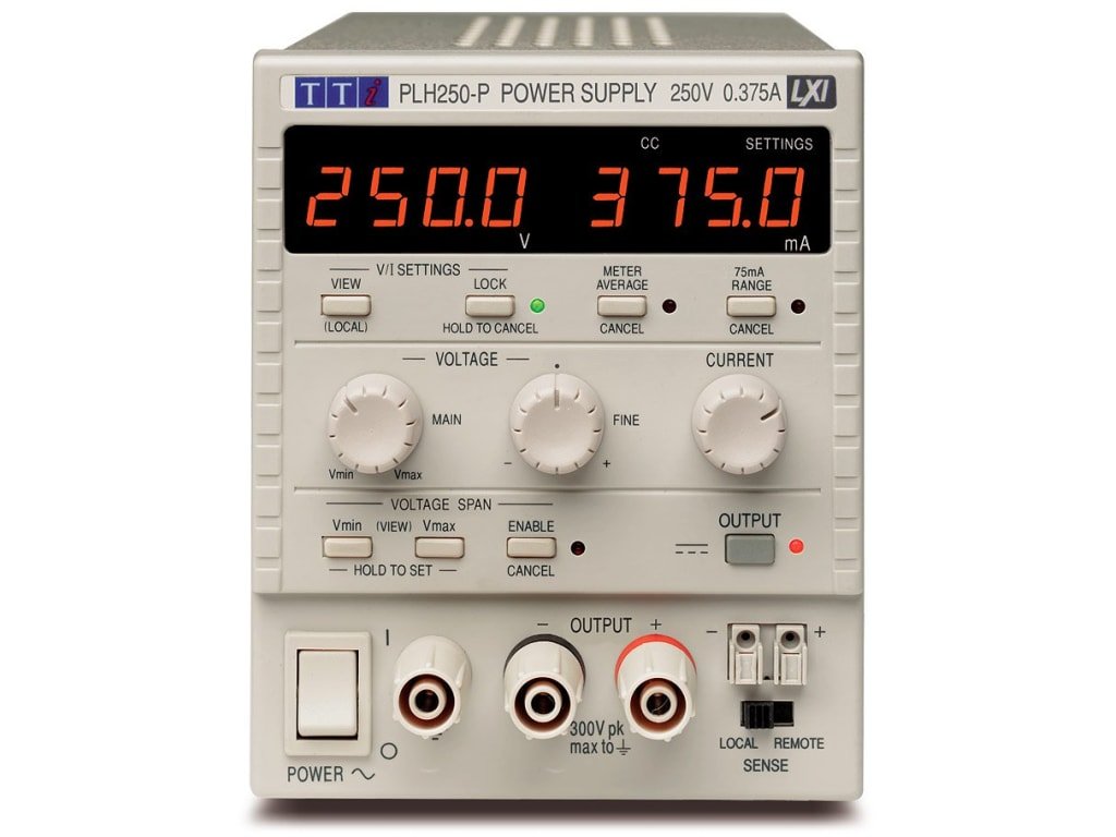 TTi PLH250-P | DC Power Supply |  Single Higher Voltage | 0-250V/0-0.375A, Analog