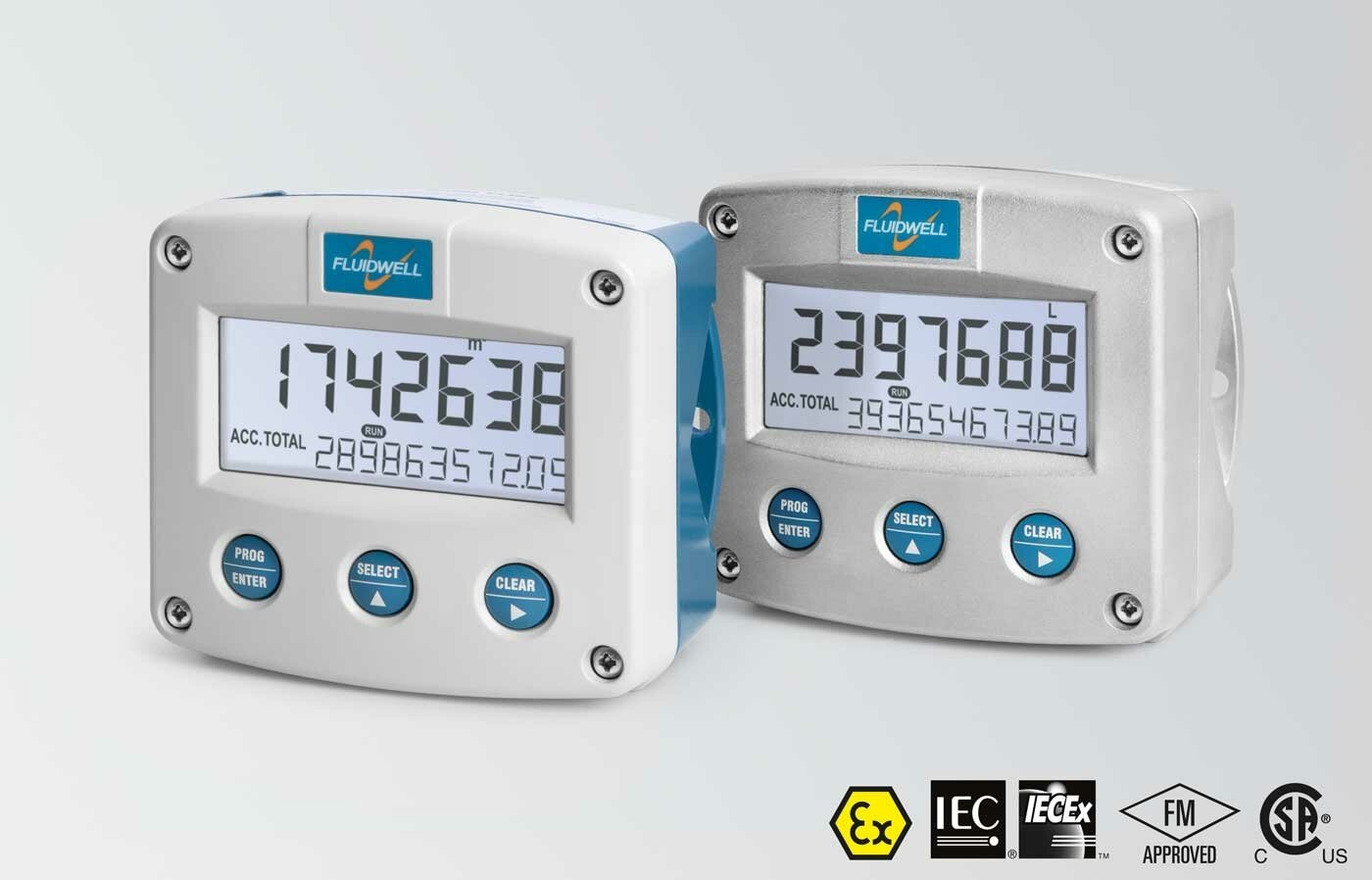 FLUIDWELL F011 Intrinsically safe - Totalizer | with resettable total and non-resettable accumulated total | Temperatures  between -40°C up to +80°C (-40°F up to 176°F).