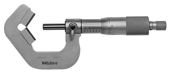 Mitutoyo 114-135 5 Flute V-Anvil Micrometer 0.09-1"