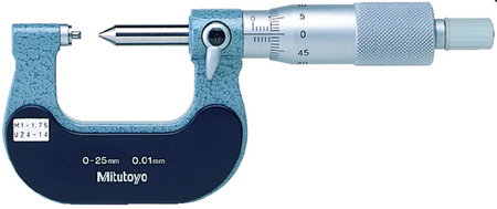 Mitutoyo 125-107 Screw Thread Micrometer 25-50mm, 0.6-0.9mm/44-28TPI