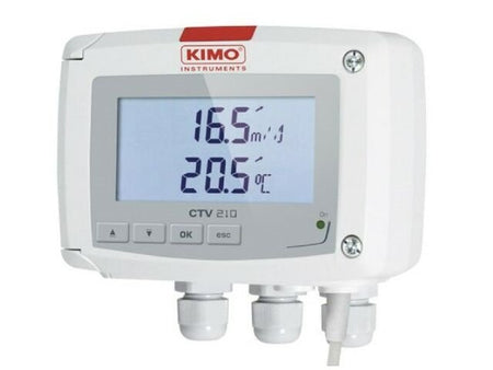 Air velocity and temperature transmitter, air velocity from 0 to 30 m/s, Temperature: 0 to +50 °C