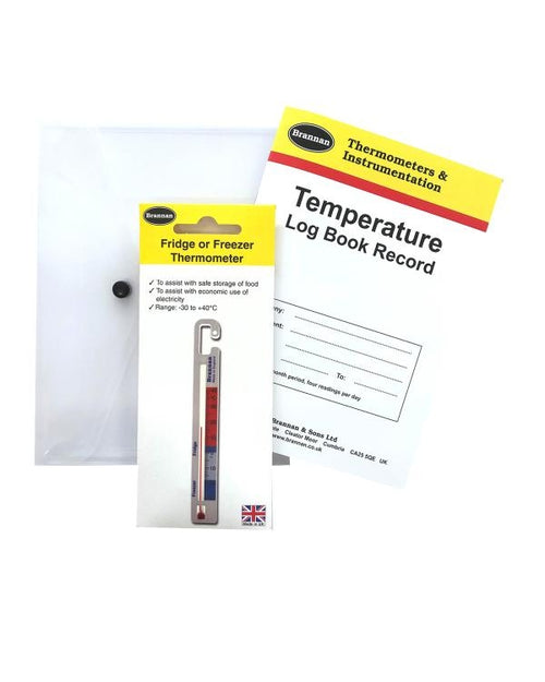 Brannan 22/496/2 | Temperature Log Book Kit | Vertical Fridge/Freezer Thermometer - generaltechuae
