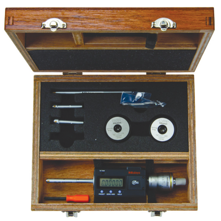 Mitutoyo 468-976 Digital 3-Point Internal Micrometer Set 0.275-0.5", Interchange. Head IP65, TIN