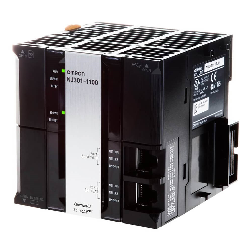 OMRON NJ301-1100 | Sysmac NJ3 CPU, 5 MB memory, built-in EtherCAT (4 servo axes, in total 192 EtherCAT nodes) and EtherNet/IP