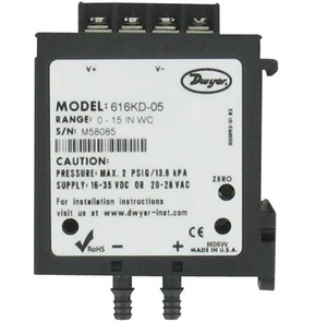 Dwyer Instruments 616KD-00-V | Differential Pressure Sensor | 0-1 inH2O | 0-10V | 20-28VAC/16-35VDC | 616KD Series