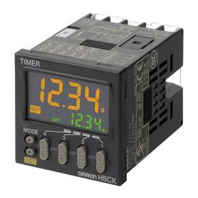 OMRON H5CX-A-N | Timer, DIN 48x48 mm, IP66, 4 preset & 4 actual time digits, multi range 0.01 s to 9999 h (10 ranges), multifunction, NPN/PNP/No voltage input selectable