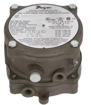 Dwyer Instruments 1950G-0-B-24-NA | Differential Pressure Switch | Explosion-Proof | .15-.50" w.c | 24VDC | 1950G Series