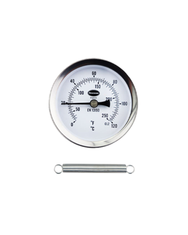 Brannan 33/401/0 | Clip-On Pipe Thermometer, Plastic with Bezel | 0 to +120 °C/°F - generaltechuae
