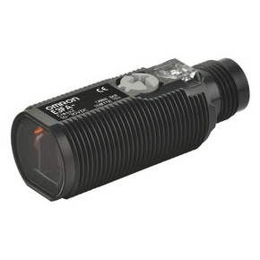 OMRON E3FA-RP22 | Photoelectric sensor, M18 axial, plastic body, red LED, coaxial retro-reflective, 0-500m, PNP, L-ON/D-ON selectable, M12 connector