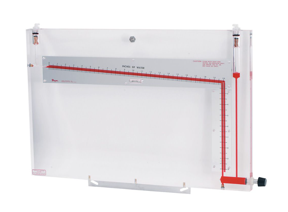 Dwyer Instruments 422-10 | Inclined/vertical manometer | Inclined range: 0-1.0" w.c. | .01 min. div. | 6-1/2" scale; vertical range 1.1-10" w.c. | min. div. .10 | 10-1/8" scale