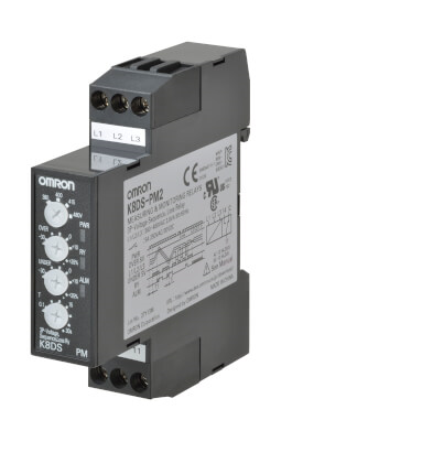 OMRON K8DS-PM1 | Monitoring relay 17.5mm wide, over/under voltage, phase sequence and loss, 3-phase 3-wire, 200 to 240 VAC, one SPDT