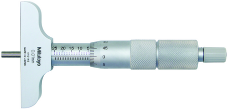Mitutoyo 129-112 Depth Micrometer, Interchangeable Rods 0-150mm, 63mm Base