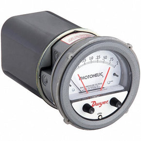 DWYER Differential Pressure Gauge & Switch | Range  0 to 2 in wc | 1/8 in NPT Female | Single-Side, DPDT,