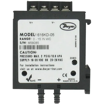 Dwyer Instruments 616KD-03-V | 0-5"WC | 0-10V DIN DP | Pressure Transmitters