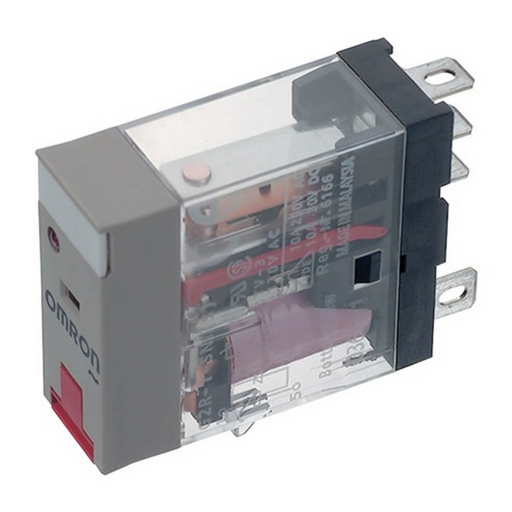 OMRON G2R-1-SNI 230VAC (S) | Relay, plug-in, 5-pin, SPDT, 10 A, mech & LED indicators, lockable test button, label facility