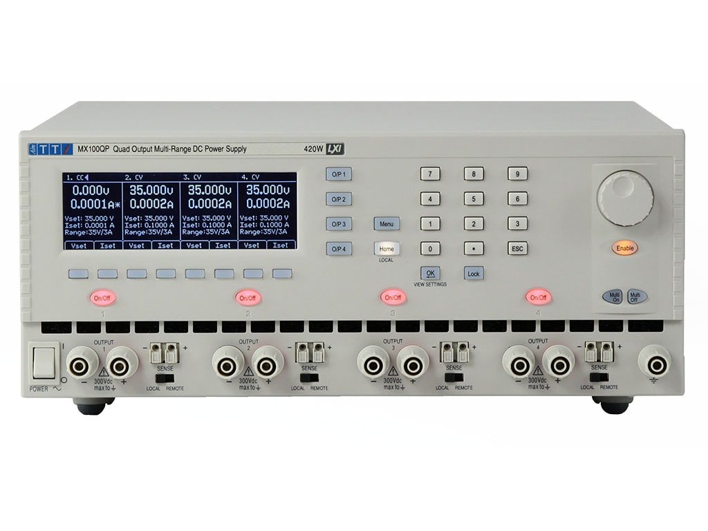 TTi MX100QP |  DC Power Supply | 4 x 35V/3A 420W, Multi-Range, with USB, RS232, LAN and GPIB Interfaces