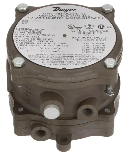 Dwyer Instruments 1950G-1-B-120-NA | Differential Pressure Switch | Explosion Proof | .4-1.6in w.c.