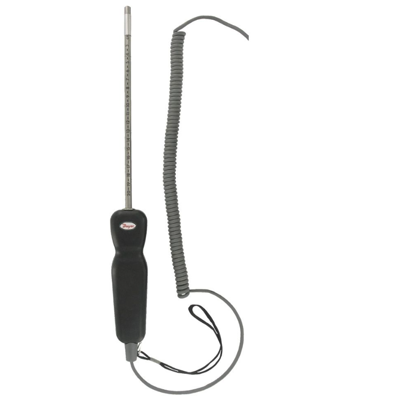 Dwyer Instruments AP1 | Thermo Anemometer Air Velocity & Temperature probe with coiled cable | 8" insertion length