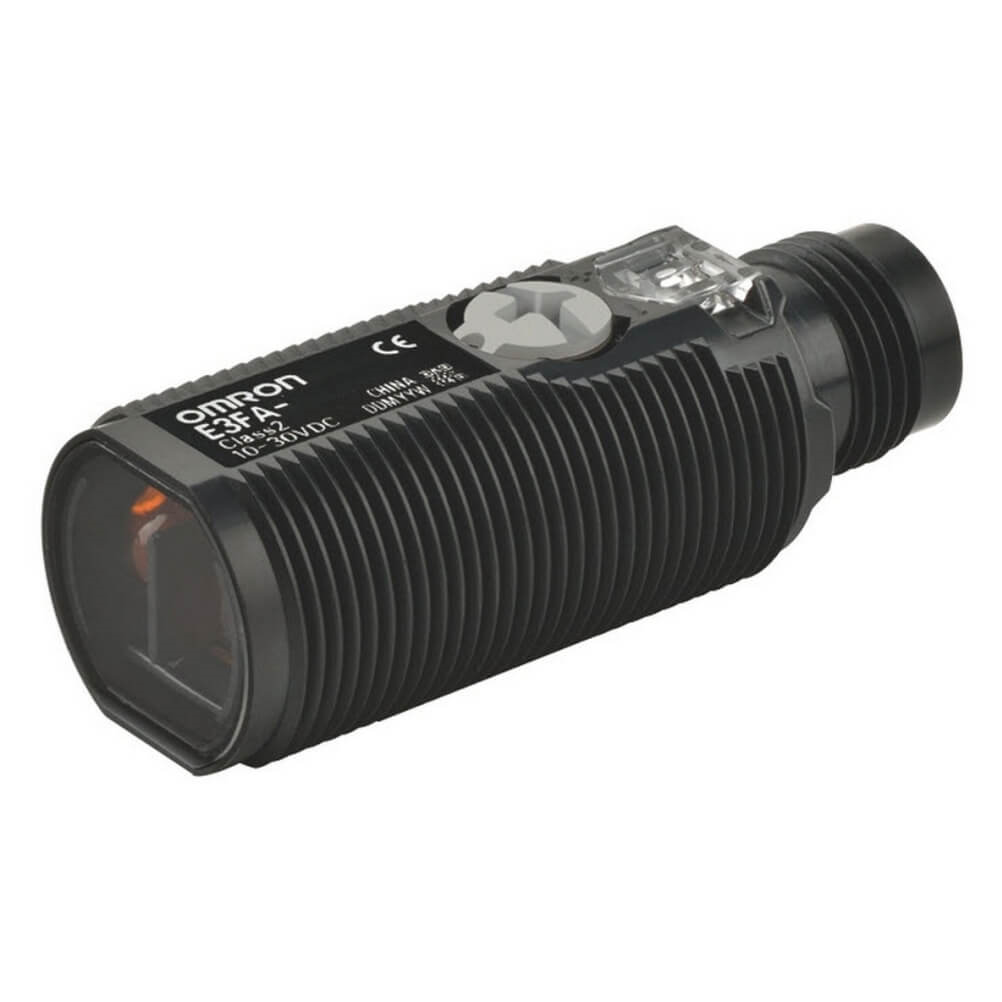 OMRON E3FA-RN21 | Photoelectric sensor, M18 axial, plastic body, red LED, retro-reflective, 0.1-4m, NPN, L-ON/D-ON selectable, M12 connector