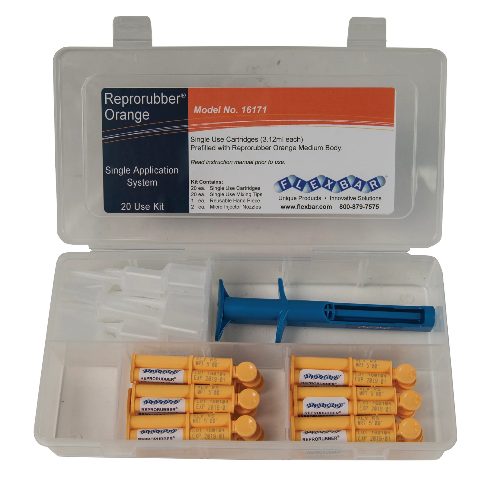 FLEXBAR 16171 | Medium Body (Orange) Single Application System | 20 Piece Kit