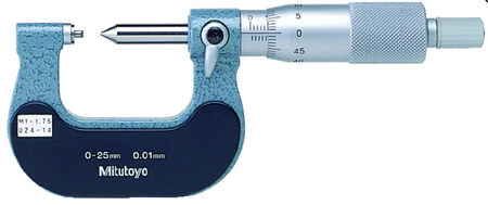 Mitutoyo 125-108 Screw Thread Micrometer 25-50mm, 1-1.75mm/24-14TPI