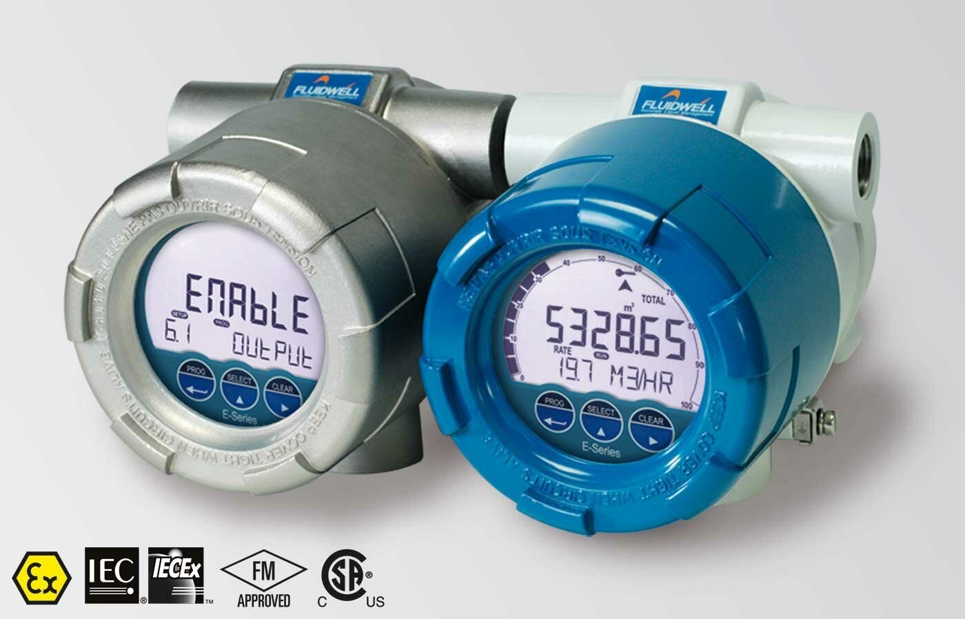 FLUIDEWELL E126-EG | Explosion proof - Multi-Purpose Indicator |  with temperature and pressure compensation for corrected volume | Ambient temperature aluminum enclosure: -40°C to +70°C (-40°F to 158°F).