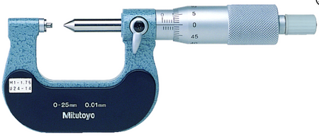 Mitutoyo 125-111 Screw Thread Micrometer
50-75mm, 0.6-0.9mm/44-28TPI