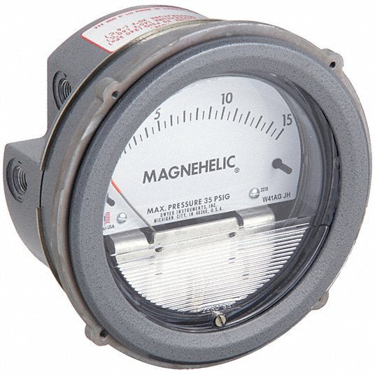 DWYER Differential Pressure Gauge | Range 2 to 0 to 2 in wc | 1/8 in NPT Female | Dual Single-Side or Back