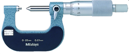 Mitutoyo 125-105 Screw Thread Micrometer 0-25mm, 3.5-5mm/8-5TPI