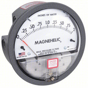 DWYER Differential Pressure Gauge | Range  0 to 2 in wc |  1/8 in NPT Female | Dual Single-Side or Back