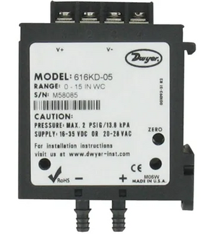 Dwyer Instruments 616KD-07-V | Differential Pressure Transmitter | 0-25 in. WC | 0-10V Output | 616KD Series