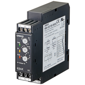 OMRON K8AK-VW2 100-240VAC | Monitoring relay 22.5mm wide, Single phase over or under voltage 1 to 150V AC or DC, Two SPDT, 100-240 VAC