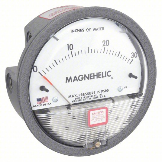 DWYER Differential Pressure Gauge | Range 0 to 30 in wc |  1/8 in NPT Female | Dual Single-Side or Back
