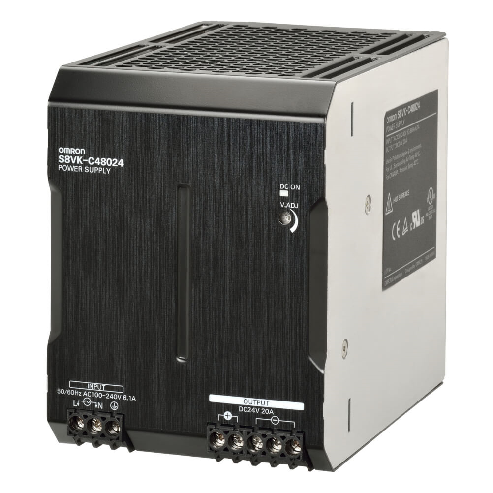 OMRON S8VK-C48024 | Book type power supply, Lite, 480 W, 24VDC, 20A, DIN rail mounting