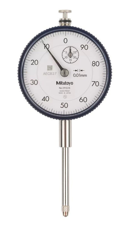 Mitutoyo 2952AB | Dial Gauge | Flat Back | ISO Type | Series 2 | Reverse Dial Face | Graduation 0.01mm | Range 30mm