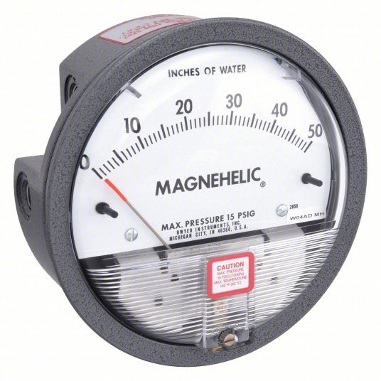 DWYER Differential Pressure Gauge | Range 0 to 50 in wc | 1/8 in NPT Female | Dual Single-Side or Back