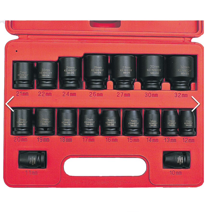 Kennedy KEN5839860K | PM18M 18PCE 1/2" SQ DR IMPACT SOCKET SET