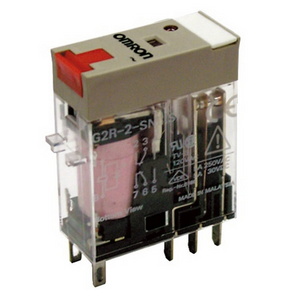 OMRON G2R-2-SNI 110VAC (S) | Relay, plug-in, 8-pin, DPDT, 5 A, mech & LED indicators, lockable test button, label facility