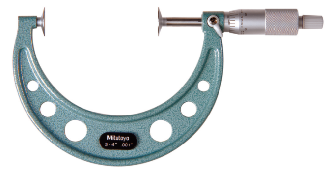 Mitutoyo 123-128 Disc Micrometer, Hardened Steel Disks 3-4", Disk=20mm