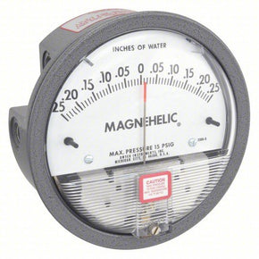 DWYER Differential Pressure Gauge | Range 0.25 to 0 to 0.25 in wc |  4" Dial | Dual Single-Side or Back