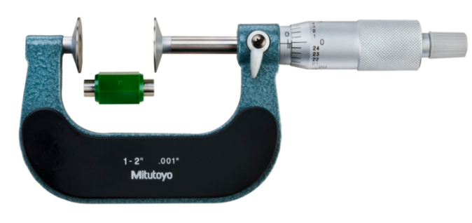 Mitutoyo 123-126 Disc Micrometer, Hardened Steel Disks 1-2", Disk=20mm