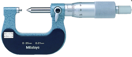 Mitutoyo 125-106 Screw Thread Micrometer 25-50mm, 0.4-0.5mm/64-48TPI