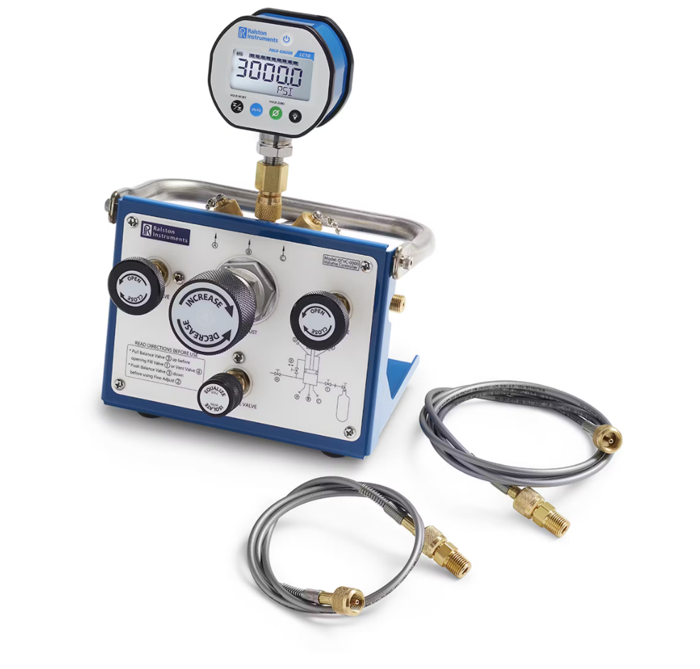 Ralston QTVC-3KPSIG-D | QTVC volume controller | Range  3000 PSI digital gauge |  6ft, 3ft hoses | (2) 1/4in MNPT process connection