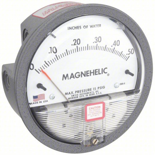 DWYER Differential Pressure Gauge | Range 0 to 0.5 in wc |  1/8 in NPT Female | Dual Single-Side or Back