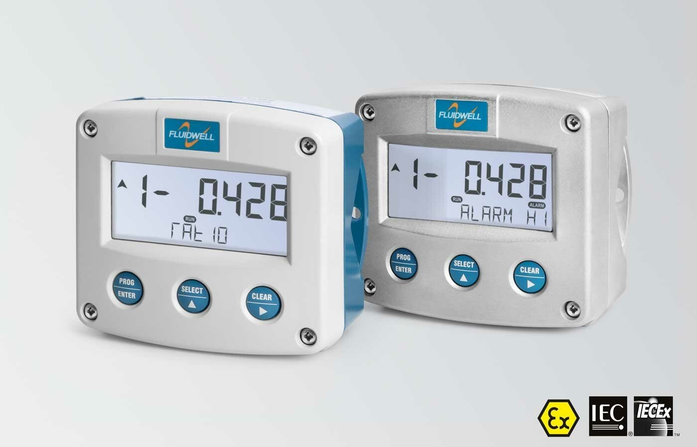 FLUIDWELL F114 | Intrinsically safe - Ratio Monitor / Totalizer |  with high / low alarms and analog outputs | Ambient temperature: -40°C to +80°C (-40°F to 176°F).