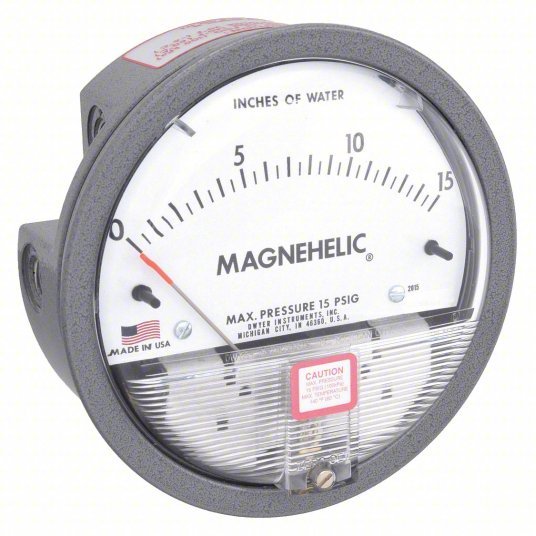 DWYER Differential Pressure Gauge | Range 0 to 15 in wc | 1/8 in NPT Female | Dual Single-Side or Back