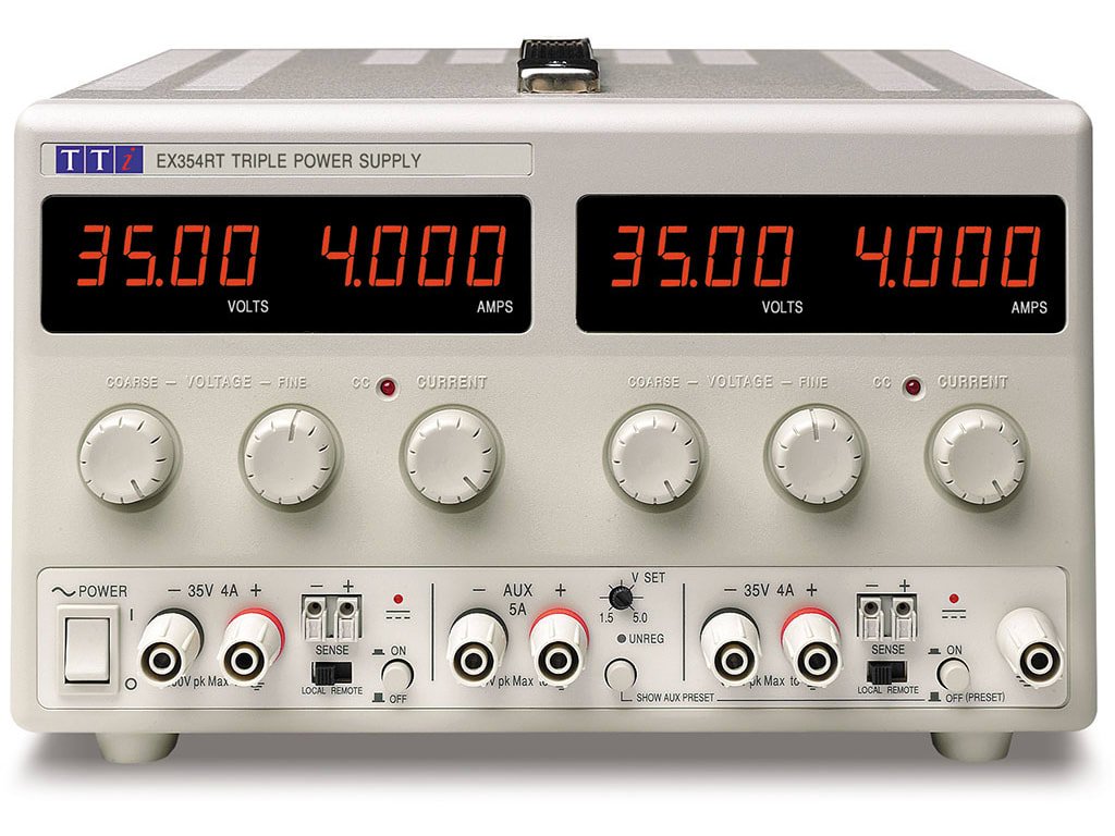 TTi EX354RT | Digital voltage and current meters | Triple 0-35V/0-4A Dual plus 1.5-5V/5A