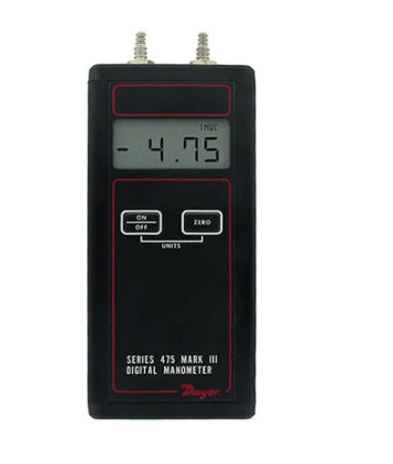 Dwyer Instruments 475-0-FM-AV | Air velocity kit | Range 0-10.00" w.c. (2.491 kPa) | Max. Pressure 5 psig | Kit includes static pressure tips | Rubber tubing | Pitot tube | Step drill | Air velocity slide chart and carrying case